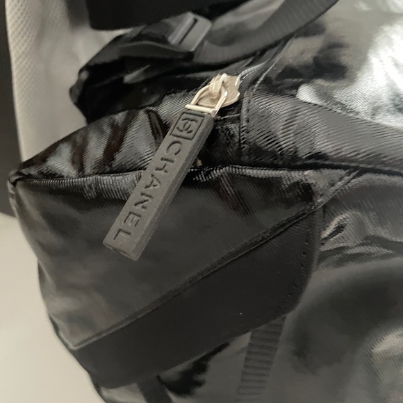 Chanel Black Vinyl & Mesh Sports Lined Duffle Bag - Picture 7 of 7